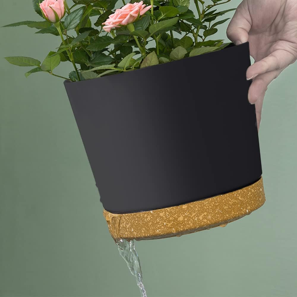 ZMTECH Plant Pots, Set of 6 6.5'' Self Watering Plastic Planter with Drainage Hole and