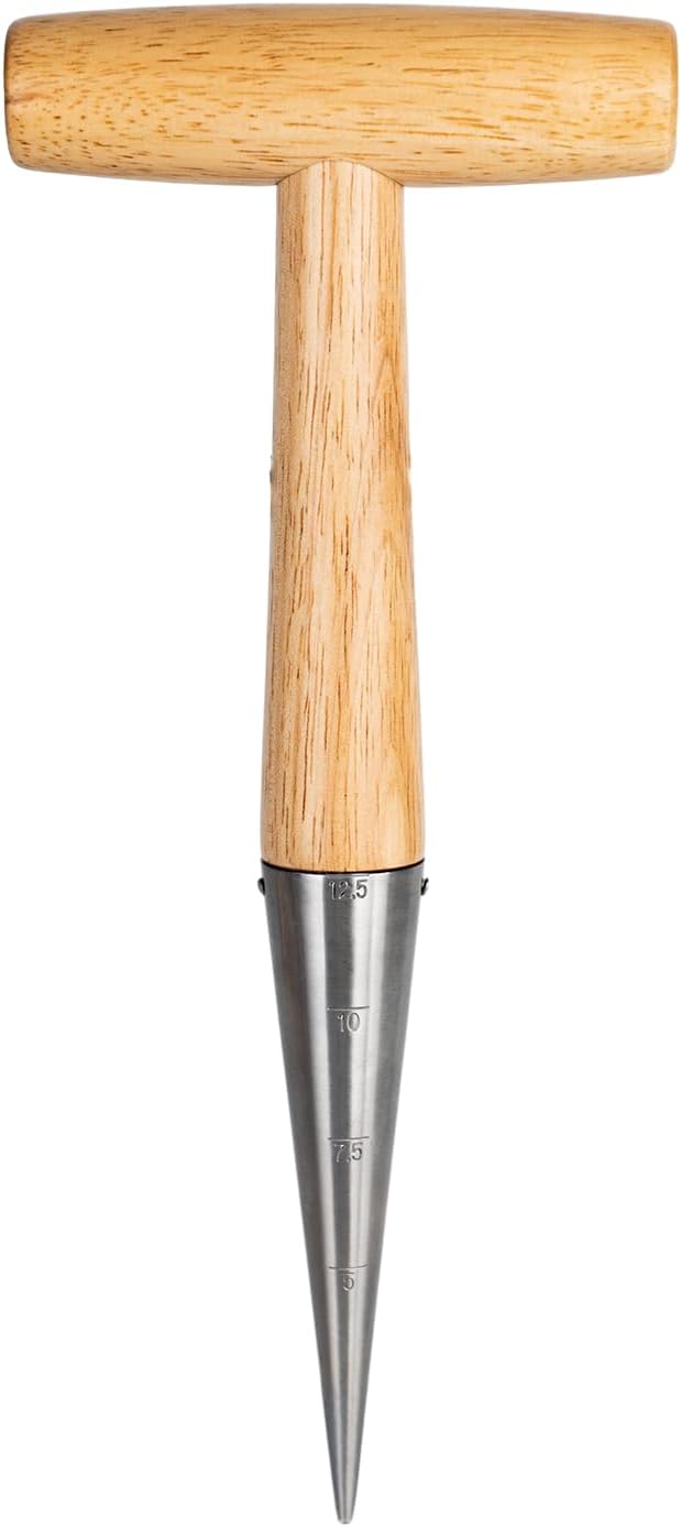 FLORA GUARD Hand Dibber Garden Tool, Seed Planter Tool with Wood Handle for Sowing Seed - 5" Seed