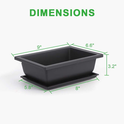 GROWNEER 6 Pack 9 Inch Bonsai Pots with Drainage Humidity Trays, Bonsai Tree Training Kits with 1