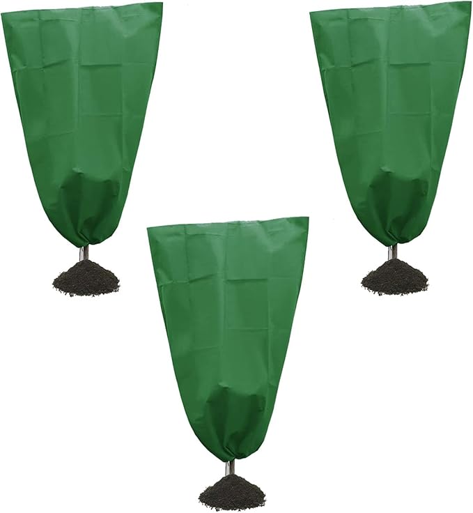 Alpurple 3 Packs Winter Drawstring Plant Covers- 31 x 39 Inch Warm Plant Protection Cover Bags