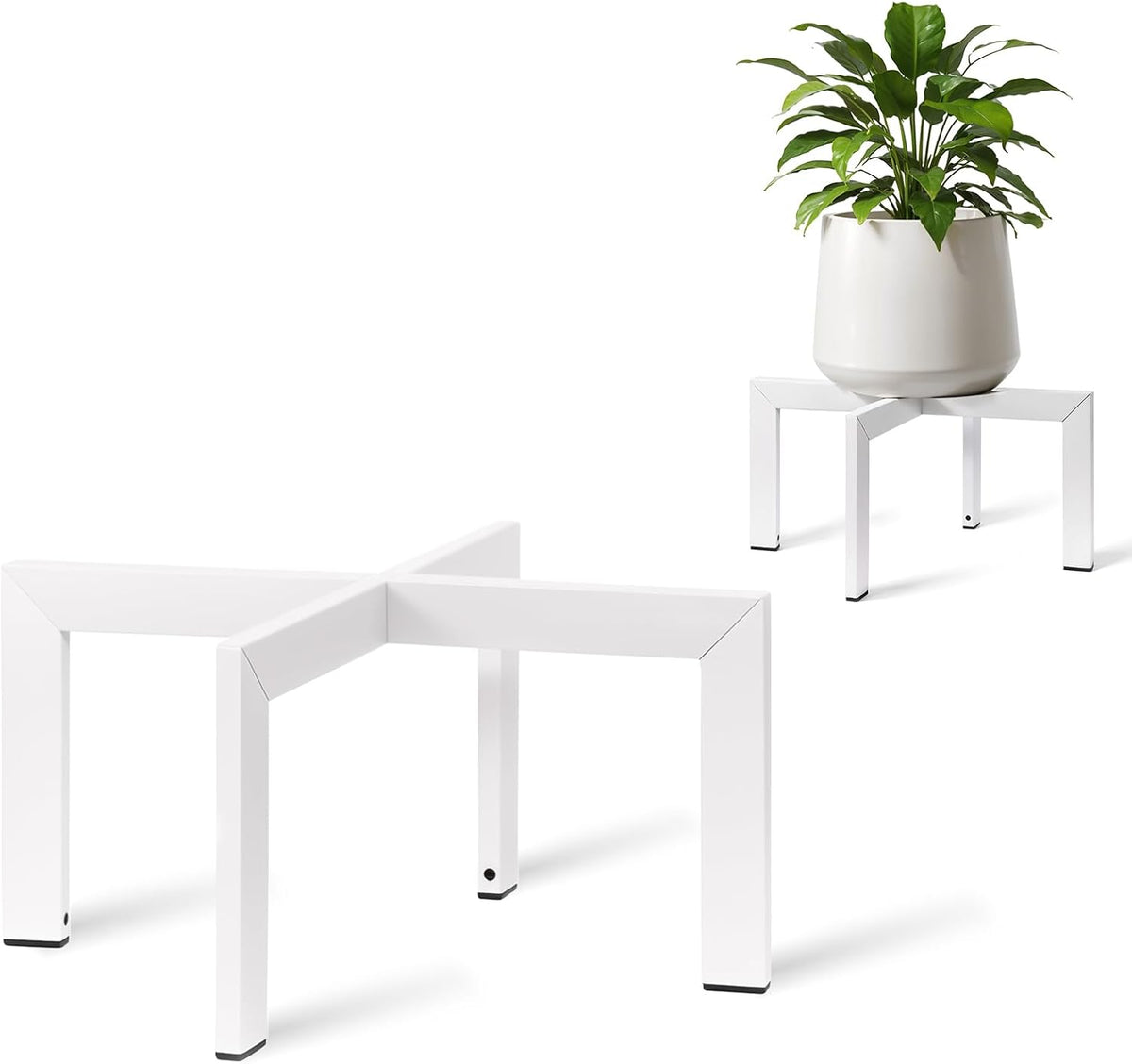 IZIDDO 4 Pack Plant Stand Indoor Outdoor,Metal Mid-Century Pot Stand,Modern Plant Holder Rattan