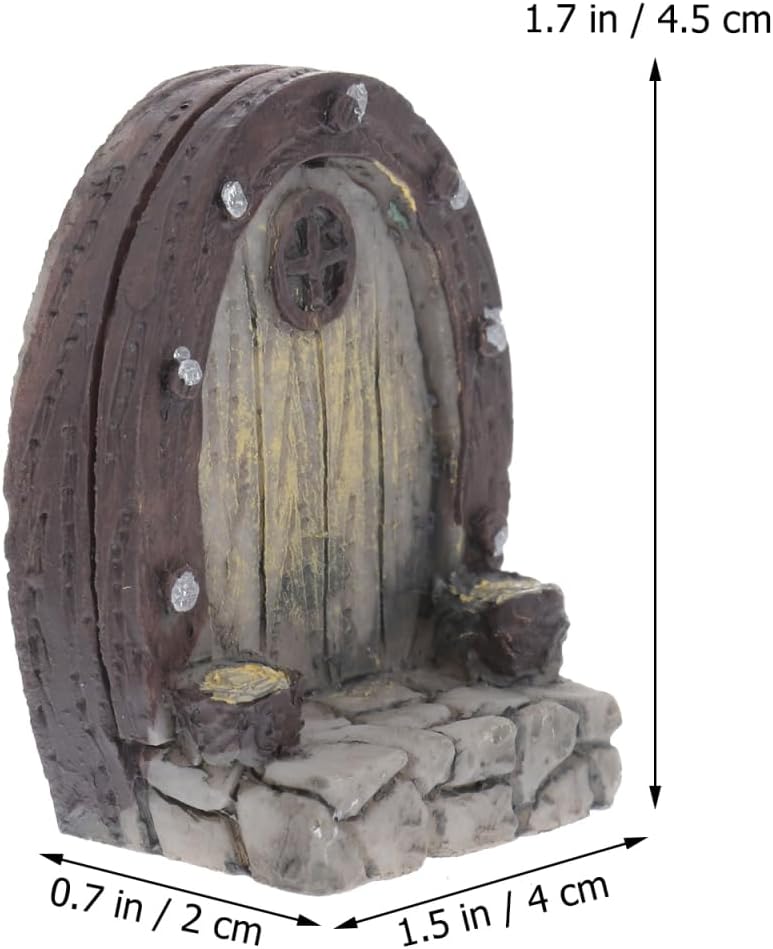 Mipcase Mini Garden Furniture Resin Simulation Wood Door for Micro Landscapes 5pcs Miniature Door