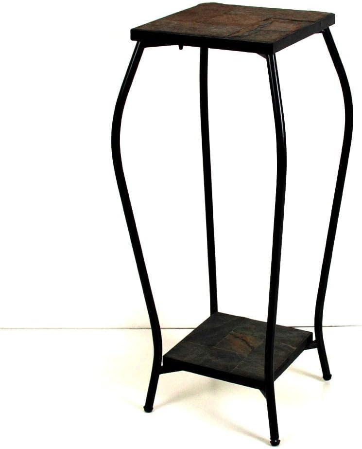 Zhongma 2 Tier 30" Tall Plant Stand with Colorful Slate Top for Balcony, Home, Garden, Backyard