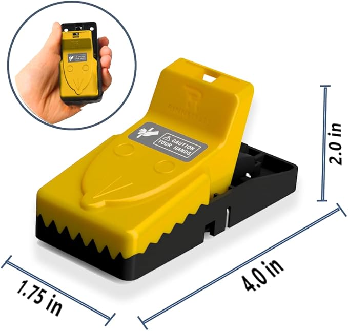 RinneTraps| 12 Pack | Snap N Trap | Mouse Trap | One Touch Setup | Reusable | Quick Kill | Made in