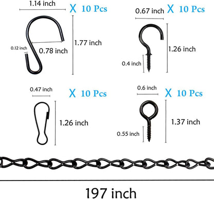 YINGFENG 236 Inch Black Metal Hanging Chains and Hanging Basket Hooks Set for Bird Feeders