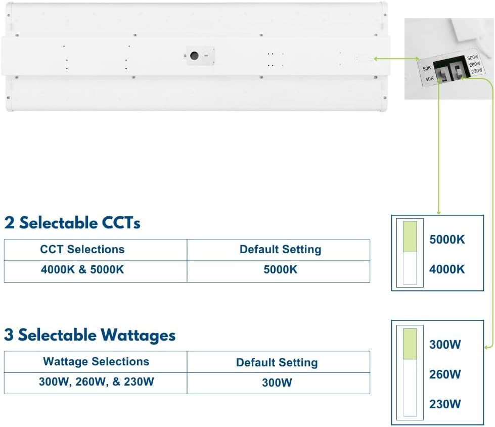 Konlite ALTA LED High Bay Light - 4FT - 300W/260W/230W - 47,500 Lumens - 5000K/4000K Selectable
