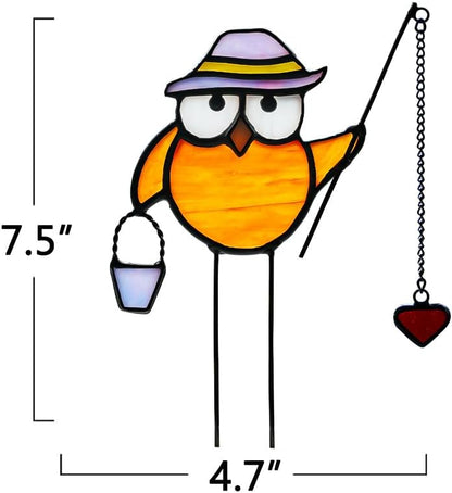 Owl Decor Stained Glass Suncatcher for Window Hanging,Owl Gifts for Men Women Stained Glass Bird