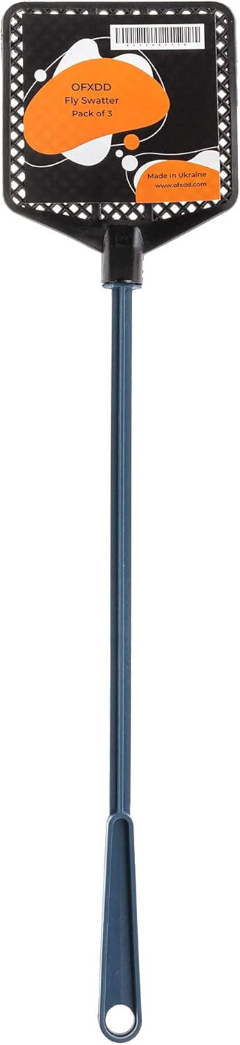 Rubber Fly Swatter, Long Fly Swatter Pack, Fly Swatter Heavy Duty (3 Pack) (Blue)