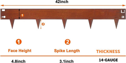 42 Inch Cor-Ten Steel Landscape Edging, 7.9 Inch Hammer in Metal Landscape Edging, Garden Edging