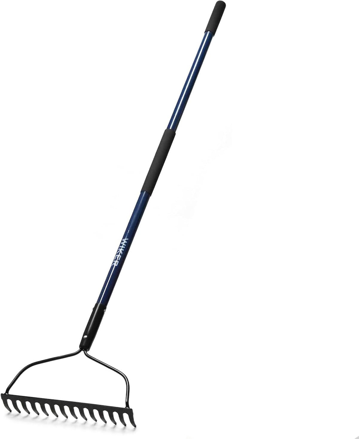 WIKER 14 Tine Metal Garden Rake 57 Inch Heavy Duty Lawn and Soil Leveling Rake with Fiberglass