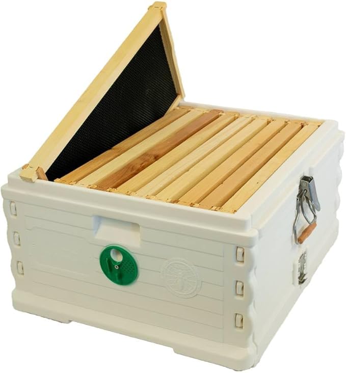 Apimaye Insulated Deep Super with 10 Wood Frames with Premier Double Waxed Foundation. (White Body