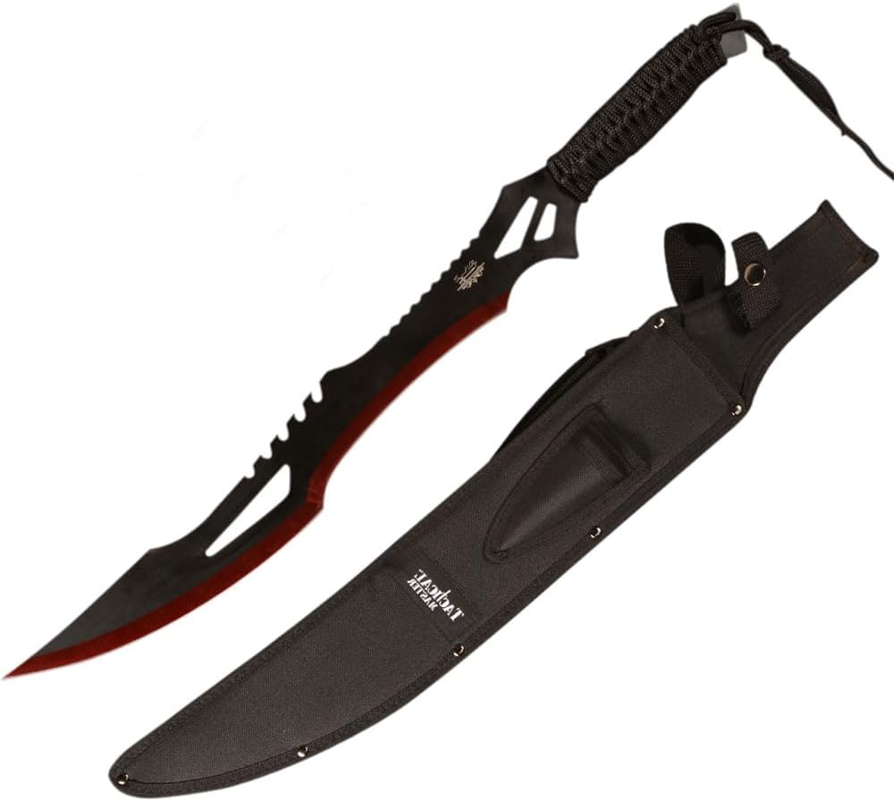 Sword Machete with Nylon Sheath and Lanyard Jungle Hunter Machete for Outdoor Adventure
