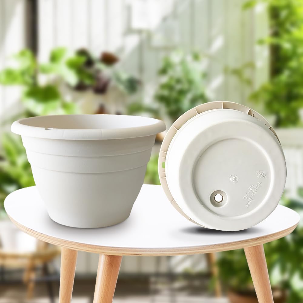 Plant Pots Set of 5, 10" Outside Diameter Flower Pots, 8.5" Inner Diameter Plant Planters with