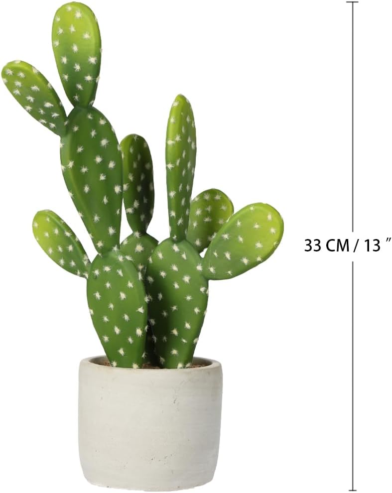 DILATATA 13' Small Fake Cactus Plant Potted 'Prickly Pear Cactus' Faux Cacti for Home Garden Office