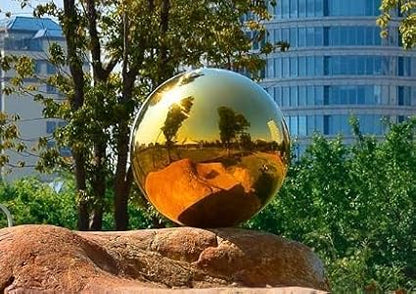 Nerien 12 Inch Gazing Ball, Stainless Steel Garden Mirror Globe, Polished Ornament Sphere, Hollow