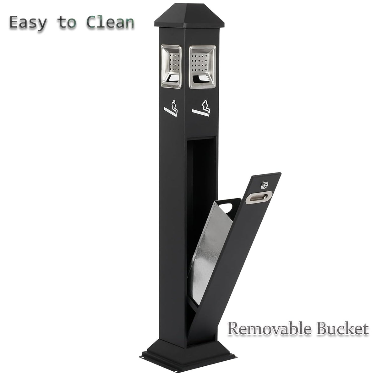 120cm Standing Waste Containers Trash Cans, Rubbish Bin Indoor Outdoor Stainless Steel Vertical