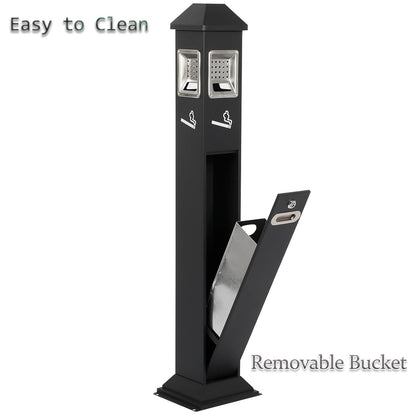 120cm Standing Waste Containers Trash Cans, Rubbish Bin Indoor Outdoor Stainless Steel Vertical