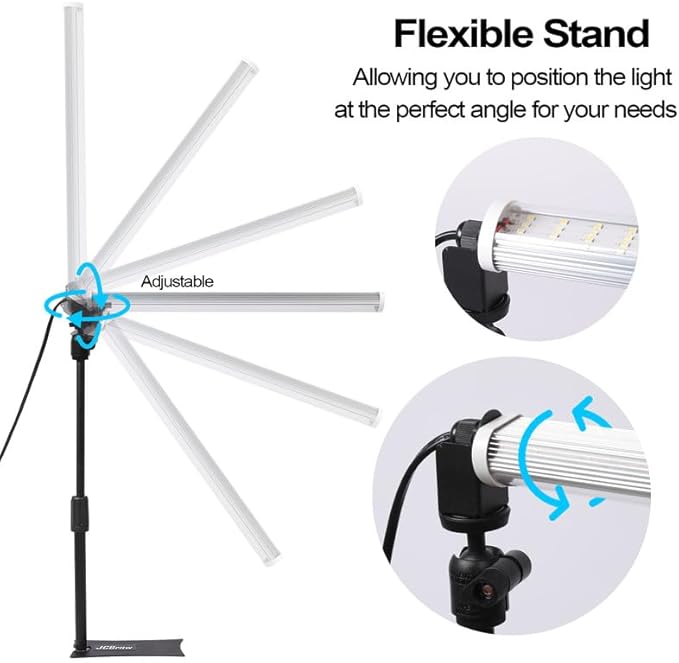 JCBritw Standing LED Grow Light，Adjustable T12 Bar Plant Light, White 6500K Full Spectrum Plant