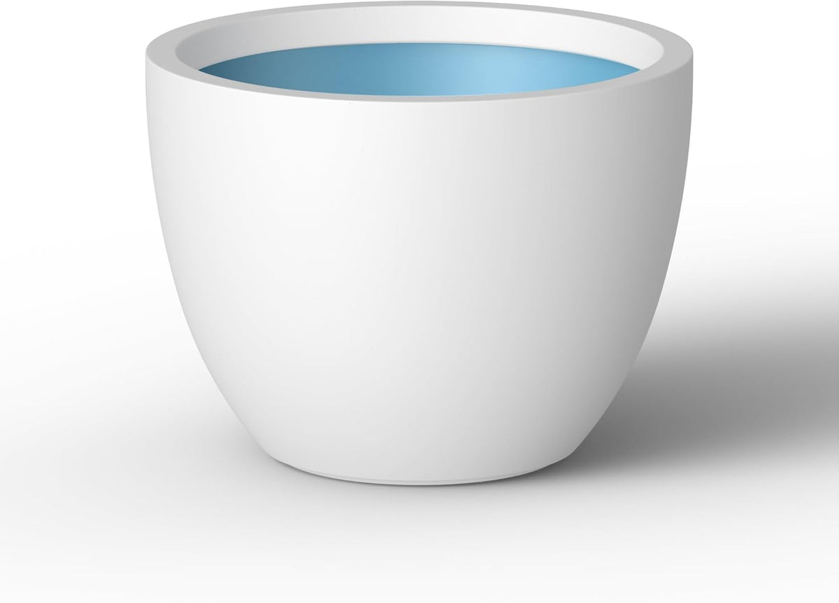 Kante 17.3 Inch Round Concrete Planter - Classic Large Indoor/Outdoor Plant Pot with Drainage Hole