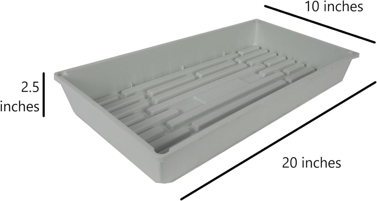 SUNPACK 10" x 20" Mega Plastic Seed Starting Tray, White, 2.5" (Pack of 10) - No Drainage Holes