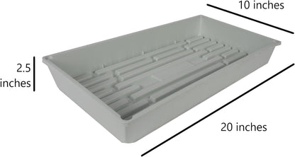 SUNPACK 10" x 20" Mega Plastic Seed Starting Tray, White, 2.5" (Pack of 10) - No Drainage Holes
