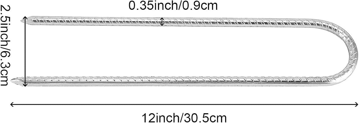 U Shaped Rebar Stakes, ZEONHAK 16 Pack 12 Inches Ground Anchors Tent Stakes, Heavy Duty Trampolines