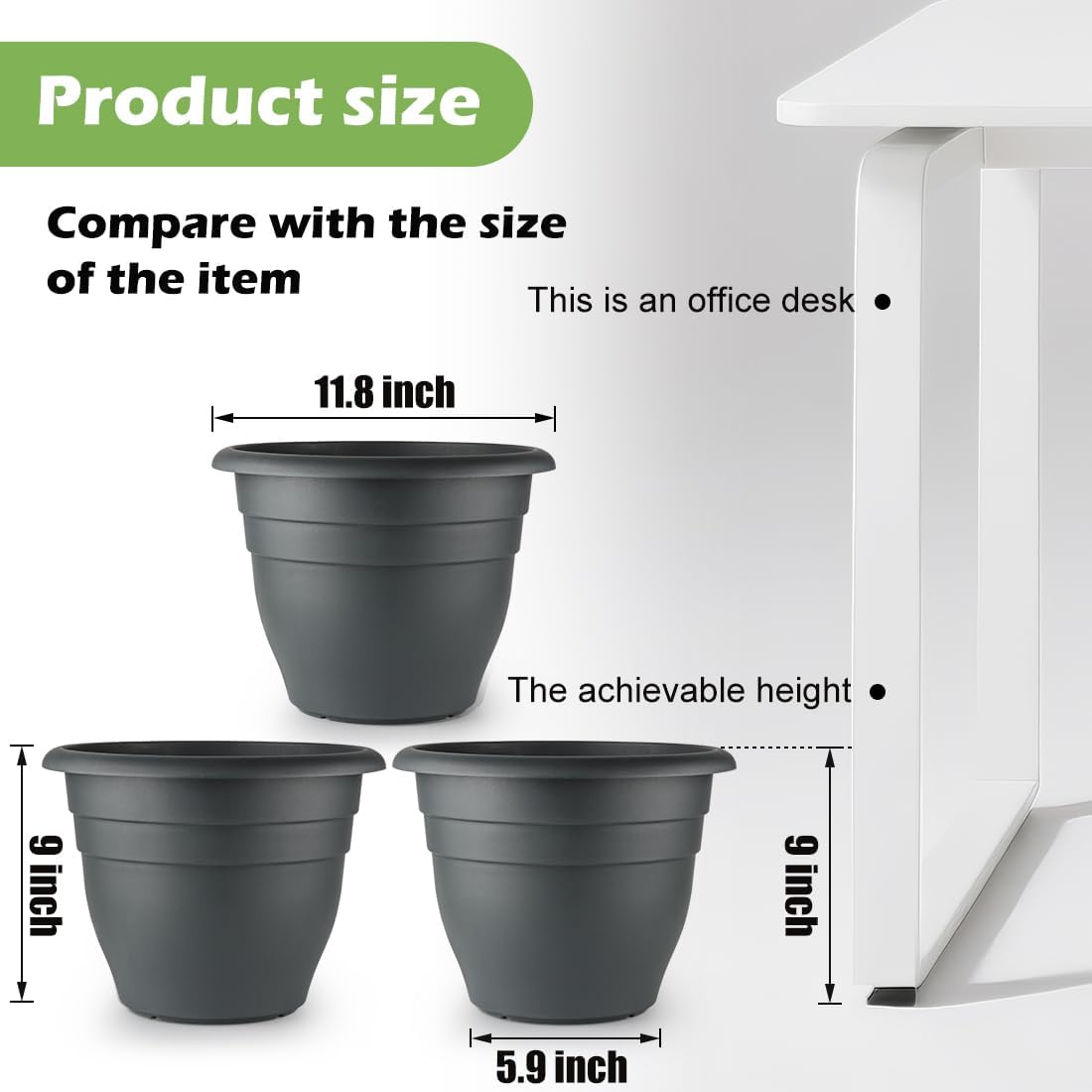 12 Inch Plant Pots, Large Planters for Outdoor Plants, Plastic Flower Pots - Durable and