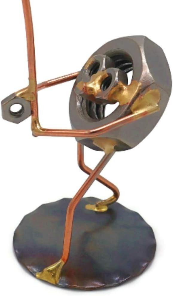 Fishing Nut Collectible Handmade Metal Art Figurine, Desk Accessories, Trophy, Boss Gift, Home