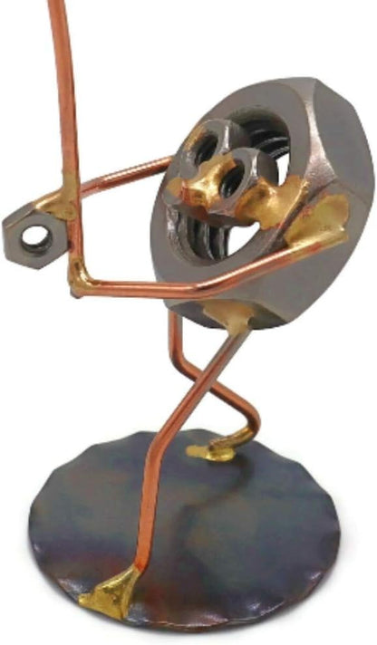 Fishing Nut Collectible Handmade Metal Art Figurine, Desk Accessories, Trophy, Boss Gift, Home