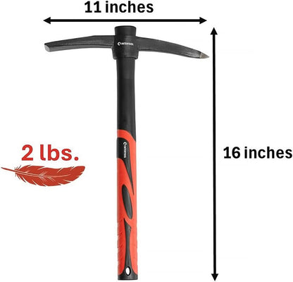 INTERTOOL Small Pickaxe - 1.5 lb Forged Steel Weeding Hoe – Pick Mattock 15-Inch with Anti-Slip