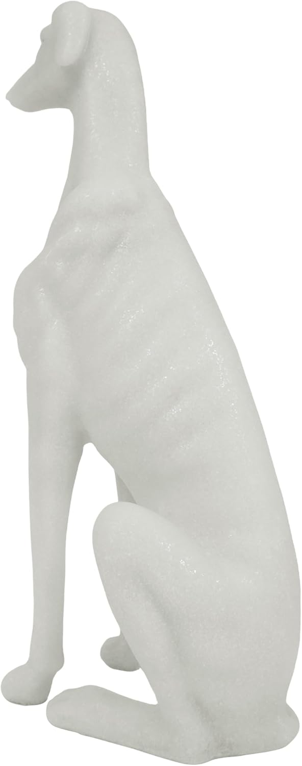 Greyhound Sculpture, White Resin Dog Statue for Home Decor, Coffee Table, Entryway Table