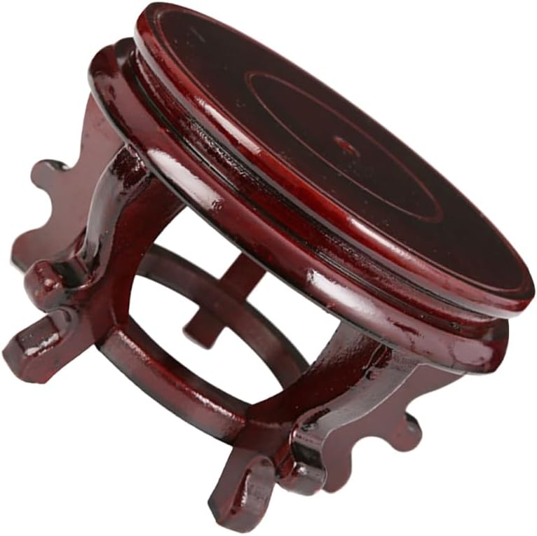 Happyyami Indoor Plants Wood Stool Plant Stand Chinese Style Flower Pot Display Rack Garden Planter