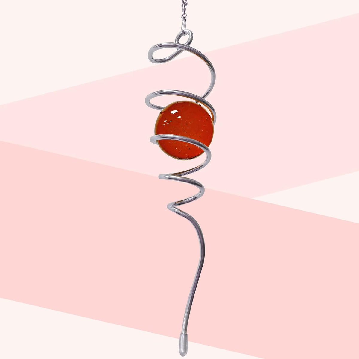 Wind Spinner Tail with Red Glass Orb,Wind Spinners Stabilizer Gazing Ball Spiral Tail,Decorative