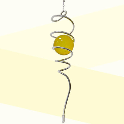 Gazing Ball Spiral Tail,Wind Spinner Tail with Gold Glass Orb,Wind Spinners Stabilizer,Visual