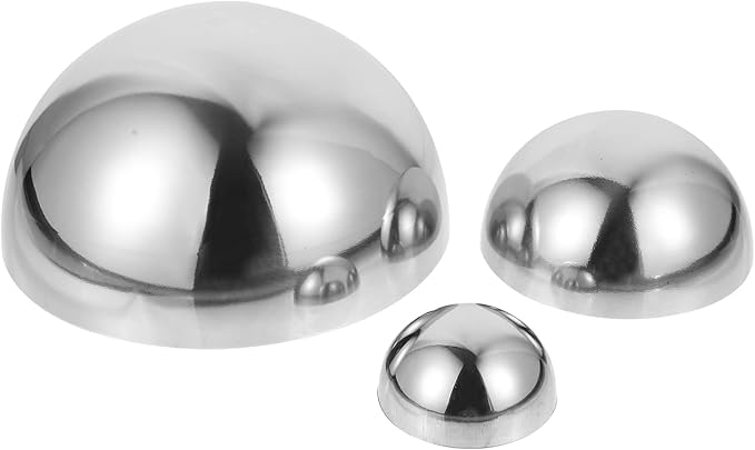 YARDWE 3pcs Gazing Ball Stainless Steel Hollow Ball Half Round Ball Mirror Ball Outdoor Hemisphere