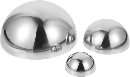 YARDWE 3pcs Gazing Ball Stainless Steel Hollow Ball Half Round Ball Mirror Ball Outdoor Hemisphere