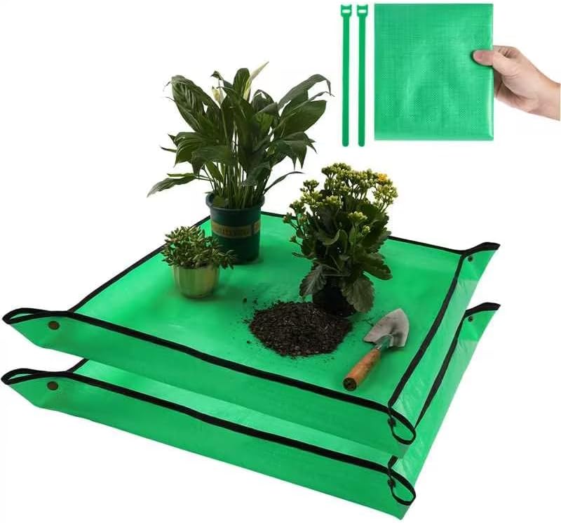 2 Pcs 26.8" x 26.8" Potting Mat for Indoor Plants Transplanting Control Mess Square Repotting Mat