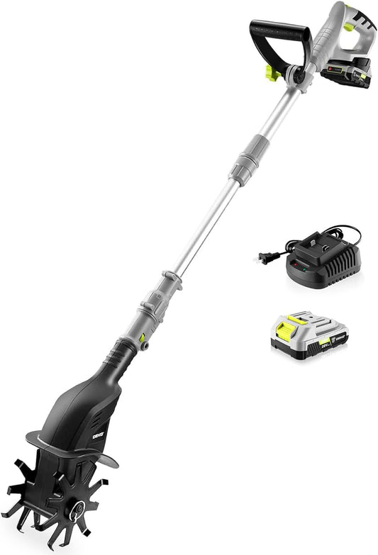 Cordless Electric Garden Tiller: DEKOPRO Power Cultivator for Effortless Soil Cultivation in Flower