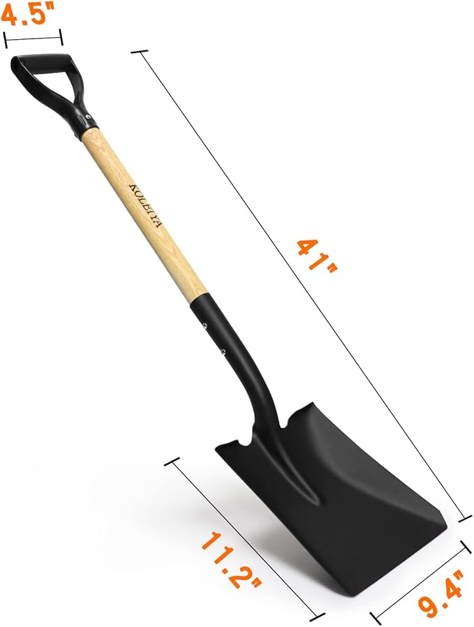 Flat Shovel,Transfer Shovel with D Handel and Heavy Duty Square Head for