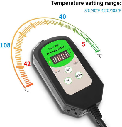 Digital Heat Mat Thermostat Temperature Controller (EMC Certified) for Seed Germination, Reptiles
