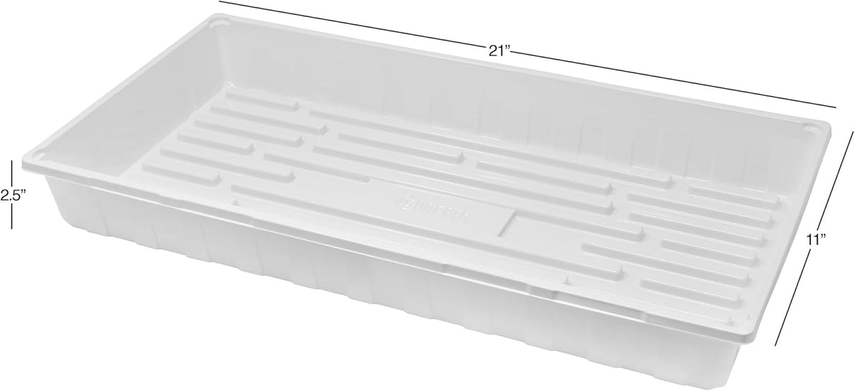 SUNPACK 10" x 20" Plastic Seed Starting Tray, White, 2.5" - No Drainage Holes, Perfect for