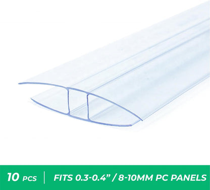 Polycarbonate Greenhouse Panels Connectors - 0.4" Thick, Fit 10mm or 8mm Twin-Wall Polycarbonate