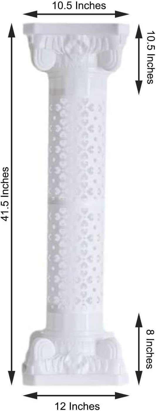 Efavormart 4 Pack 41" Tall White PVC Height Adjustable Artistic Roman Wedding Inspired Pedestal