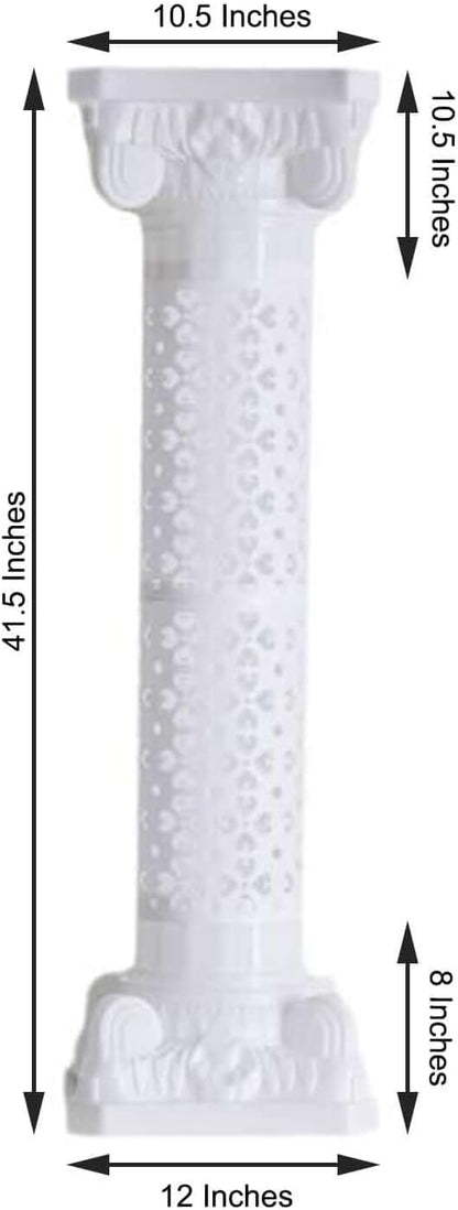 Efavormart 4 Pack 41" Tall White PVC Height Adjustable Artistic Roman Wedding Inspired Pedestal