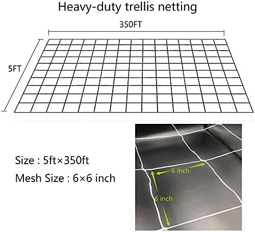 5x350ft Garden Trellis Netting - Heavy-Duty Polyester Outdoor Plant Support Netting for Climbing