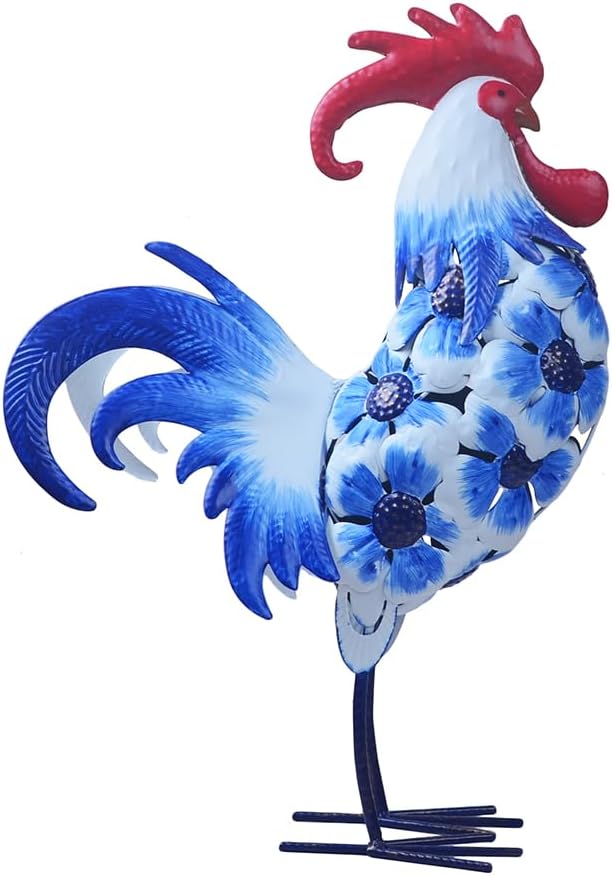 Rooster Statue Chicken Animal Sculpture Garden Decoration Metal Yard Art for Patio Lawn Backyard