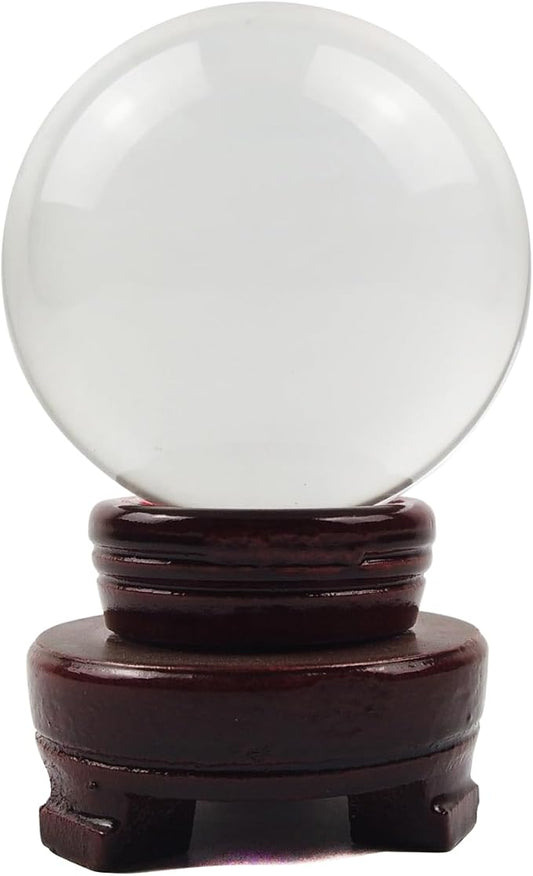 Crystal Ball, Glass Balls, Decorative Balls, Clear Crystal Ball with Wooden Stand, K9 Glass Ball