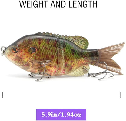 5.9in Multi Jointed Swimbait Fishing Lures Bait,2 Segment Big Giant Sinking Fishing Bass