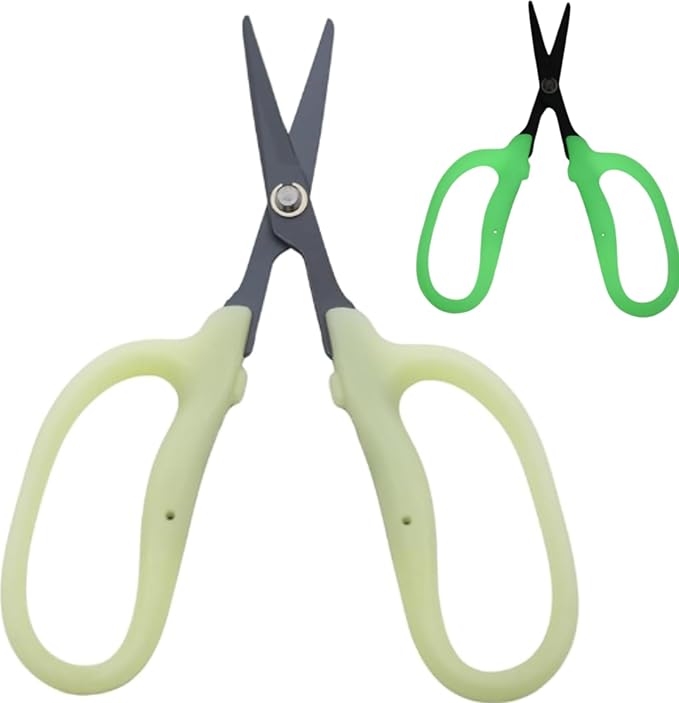 Obsidian Drake Pro Hort Trimming Scissors - Non-Stick Fluorine L-Shape Blade - Glow in the Dark