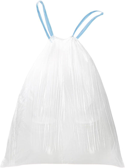 6 Gallon Trash Bags Drawstring, Pack of 35, Garbage Bags, 55x66cm, 9.5g/pcs, Unscented, White